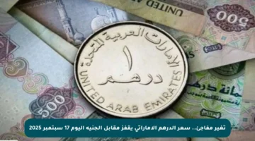 تغير مفاجئ.. سعر الدرهم الإماراتي يقفز مقابل الجنيه اليوم 17 سبتمبر 2025
